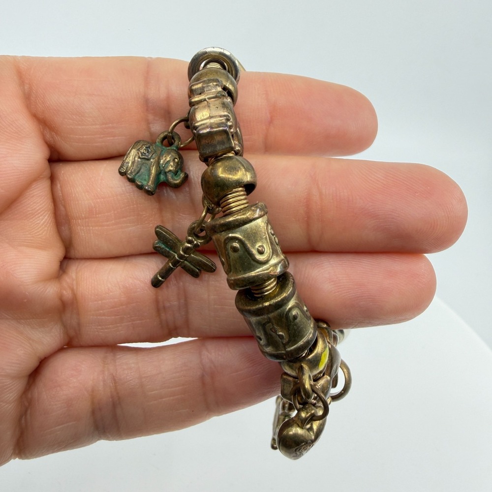Y2K Bronze Charm Bracelet with Animal & Nature Charms - Boho Gift Idea